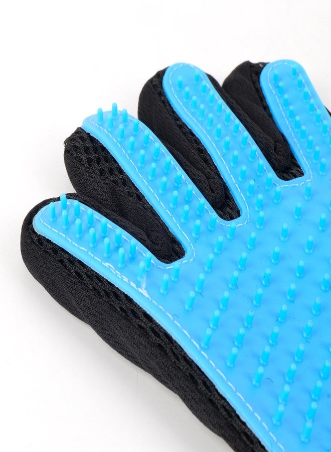REGIIS Pet Grooming Glove and Deshedding Tool, Professional Dog and Cat Hair Removal Brush, Blue and Black, 5-Finger Design with Massage Nodes(pack of 2) - Image 5